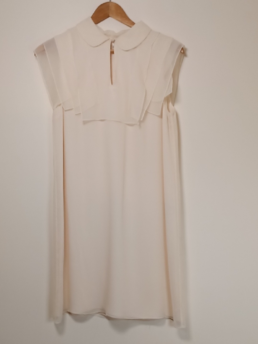 3.1 Phillip Lim Pure Silk Sleeveless Cream Pleated Yoke Dress